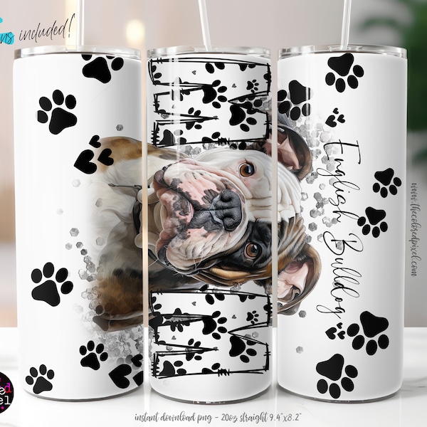 English Bulldog Mom PNG, 20oz Dog Mom Tumbler Sublimation Wrap, Digital Download, Dog Mom sublimation png, dogmom, English Bulldog png