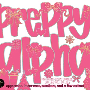 Pink & Gold Alphabet PNG Set: Preppy Bow Letters (Digital Download)