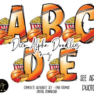 Basketball Doodle Letters: PNG Alphabet Clipart (Digital Download)