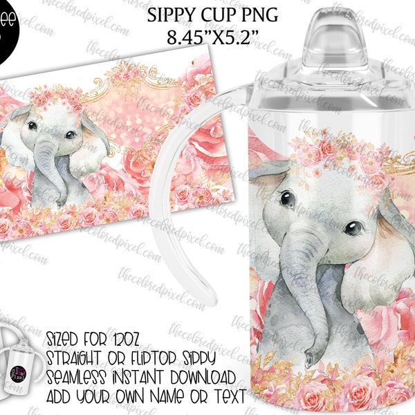 12oz kids sippy cup png, Elephant sippy cup png 8.45"x5.2" sippy png, Cute Animals Kid's Sippy Cup, Instant Download, Elephant Baby