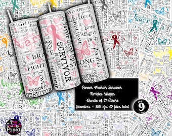 Cancer Survivor Tumbler Wrap Bundle: Ribbon Design (Digital Download)