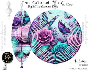 Butterfly Windspinner PNG: Neon Iridescent Sublimation Design (Digital Download)