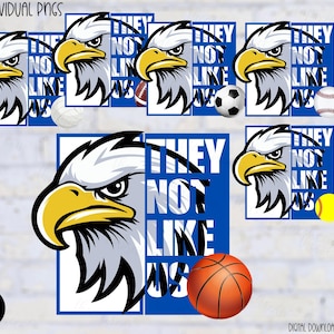 Adler Sport Maskottchen Clipart, Basketball Fußball Fußball Fussball Instant Download png, Nicht wie wir - 6 PNGs, Blau und Schwarz