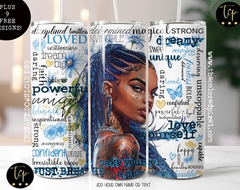 Black Woman Positive Affirmations Tumbler Sublimation Design (PNG)