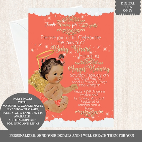 Heaven Sent Babyshower Invitations Thank Heaven For Little Etsy