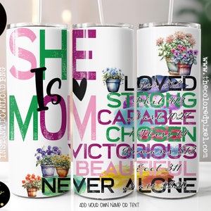 Sie ist Mama 20 Unzen Tumbler PNG, Mutter Christian liebte Mama Png, Mama Leben Png, Muttertag Png, Mama Sublimation, Mama Tumbler Wrap floral