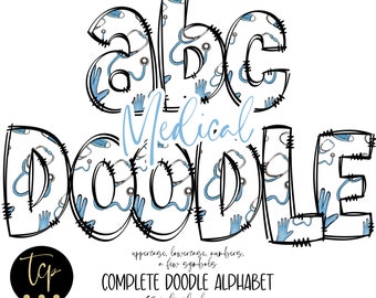 Nurse Alphabet Set- PNG| Medical Occupation Doodle Alpha| Individually ...