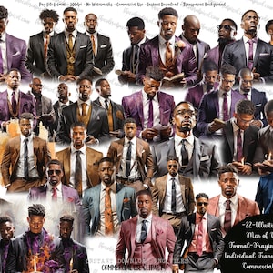 Praying Black Men Clipart: Church Brothers PNG Stickers (Digital Download)