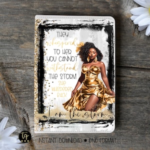 I am the storm Journal Cover Art, Journal cover download, Art Journal Cover, sublimation PNG, Black Woman Notebook png, Digital file only
