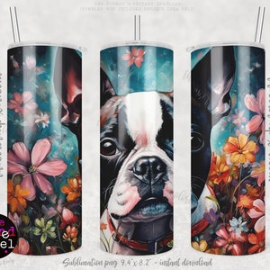 Boston Terrier Tumbler Sublimation Wrap, 20oz STRAIGHT tumbler, PNG, Sublimation png, Instant Download, Boston Terrier png x2