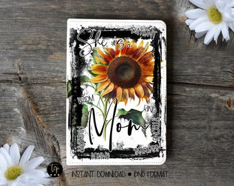 Mom Sunflower Affirmations Printable Planner Cover (PNG Digital Download)