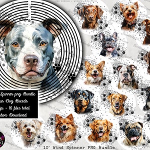 Pacote Dog Paw print Wind Spinner Sublimation (16), sublimação 10 "windspinner, download de dropbox, ornamento de pegada de cachorro png, várias raças
