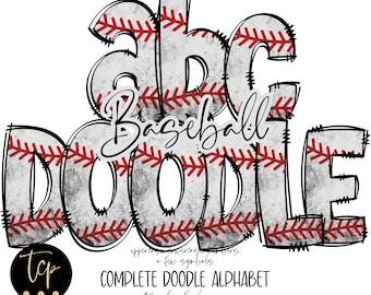 Baseball Doodle Alphabet PNG Bundle: Sports Letters (Digital Download)