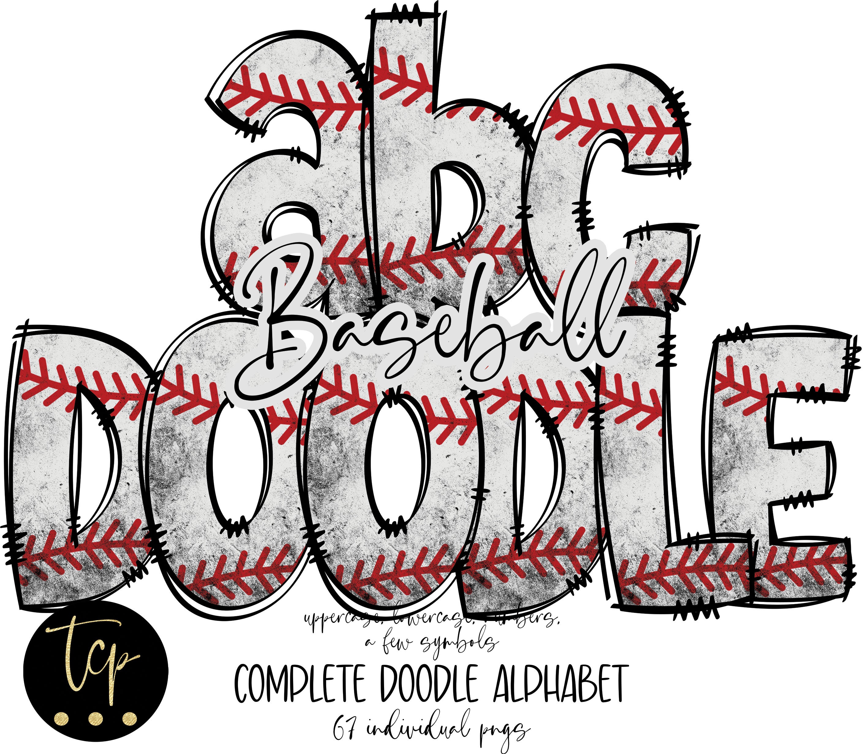 Baseball Doodle Alphabet PNG Bundle: Sports Letters (digital Download ...
