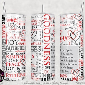 Fruits of the Spirits Becherverpackung 20 Unzen, Christian Tumbler Wrap png, Frieden, Liebe, Freude, Fruit of the Spirits White Transparent Pergament png x3