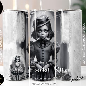 Gothic Serial Killer Effort-beker png, inclusief met en zonder tekst, 2 ontwerpen, 20oz bekerverpakking sublimatie, gotische beker png