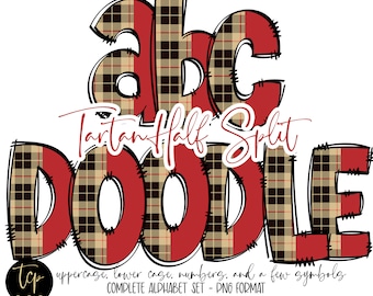 Tartan Doodle Letters PNG Alphabet Bundle (Digital Download)