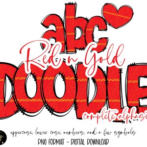 Rot und Gold Doodle Buchstabe Alphabet Bundle, Handgezeichnetes Alpha Pack PNG, Sublimationspakete PNGs, DTF Printable Juniteenth, afrikanisches Muster