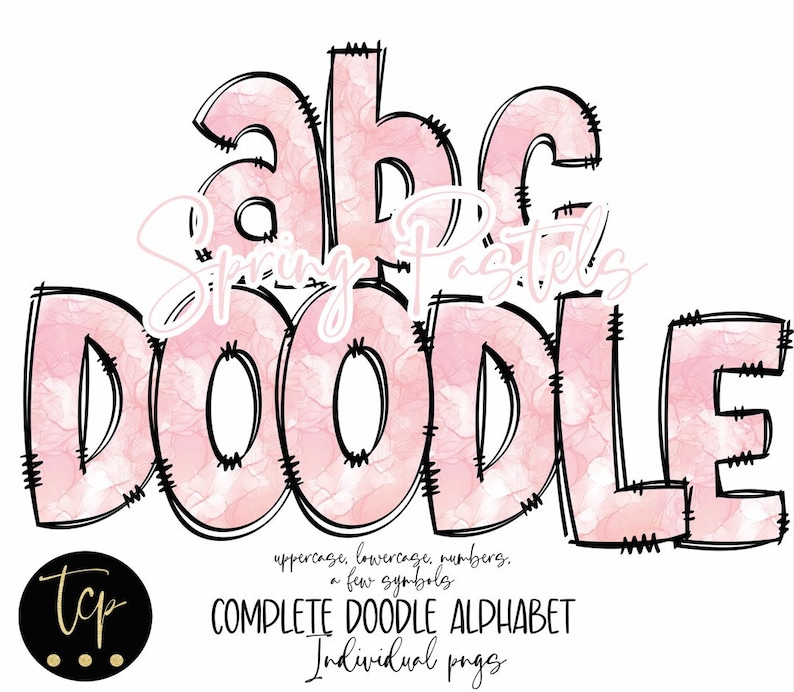 Doodle Letters PNG Alphabet Bundle: Spring Pink (digital Download) - Etsy