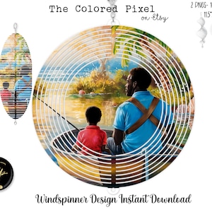 Zwarte Vaderdag vissen sublimatie png, 10" cirkel png, 11,5" helix fishtail ontwerp, helix ovaal windspinner sublimatieontwerp png