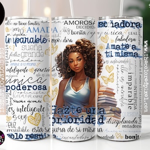 Emballage de gobelet 20 oz Afirmación positiva png, emballage de 20 oz affirmations espagnoles, sublimation png, gobelet firmaciones PNG, numérique V2