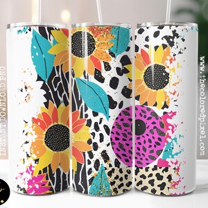 Sunflower Cheetah Print 20oz Tumbler Wrap (PNG Digital Download)