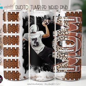 Football Mom tumbler wrap png, Sublimation Photo Template 20 oz skinny, Football tumbler png, Football tumbler wrap png brown white digital