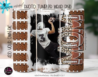 Football Mom Tumbler Wrap PNG: Sublimation Photo Template (20 oz Skinny)