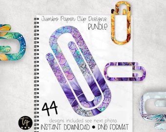 Jumbo Paperclip Bookmark Design Bundle: 44 PNGs (Digital Download)