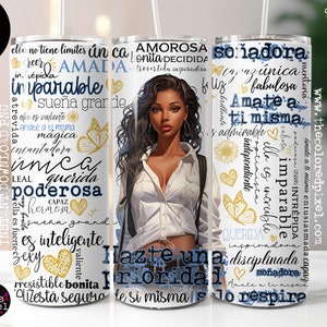 Spanish Affirmations Tumbler Wrap: Positive Quotes 20oz (PNG Digital)