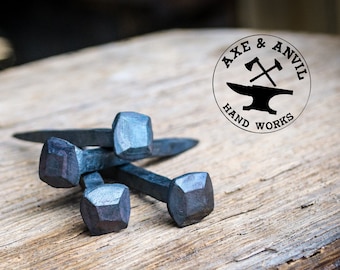 Hand Forged Five Clout Nails, Set of 4