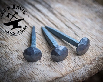 Hand Forged Dome Head Nails, Set of 4