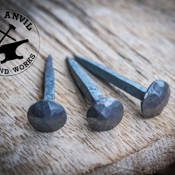 Hand Forged Dome Head Nails, Set of 4