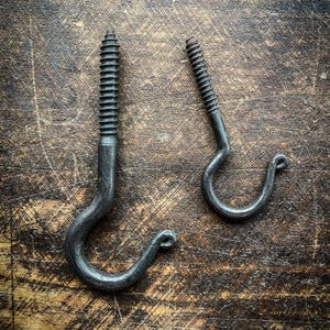 Hand Forged Threaded J Hook for Ceiling or Joist Mounting