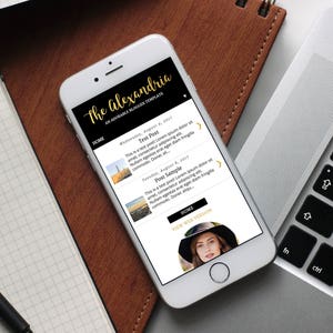 Plantilla de blogger - Alejandría, Plantilla de diseño de blog, Tema de blogger, Responsivo móvil, Oro, Blanco y negro, Moderno, Minimalista, Femenino imagen 3