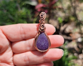 Lepidolite copper pendant