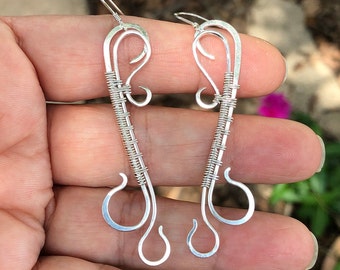 Woven sterling silver earrings