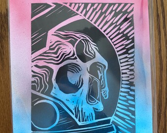 Dead Cosmonaut Linocut