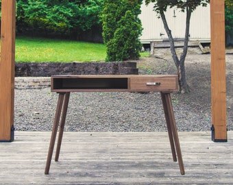 Solid walnut desk, office desk, mid century, modern