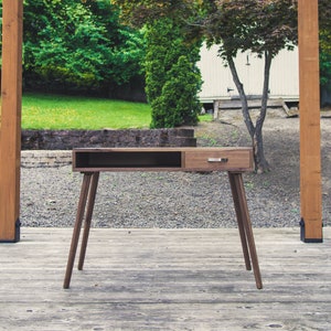 Solid walnut desk, office desk, mid century, modern