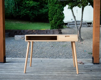 Beech Mid Century Modern Desk