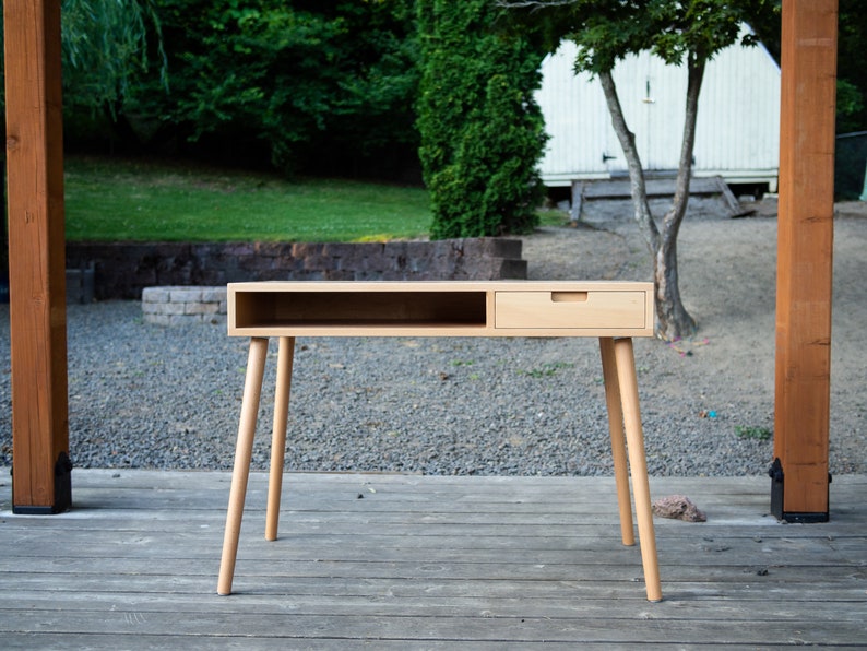 Beech Mid Century Modern Desk image 1