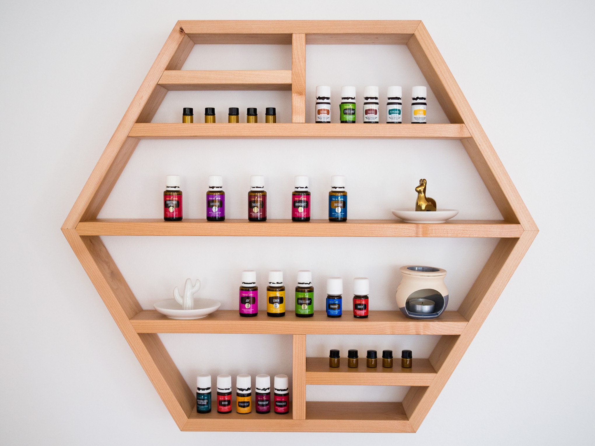 Large Hexagon Floating Shelf Essential Oils Shelf Geometric Etsy