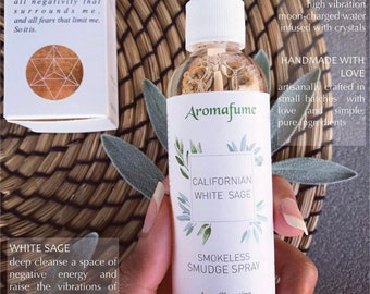 White Sage Smudge Spray for Positivity, Spiritual Cleansing and Clearing Energy with Instructions - Clean, Smoke-Free, Incense Alternative