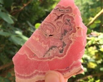 RHODOCHROSITE Stone Slab 3.2" - Flat Stone Slice - Raw - Natural - Unpolished - Healing Crystal - Lapidary Supply - From Argentina - 69g
