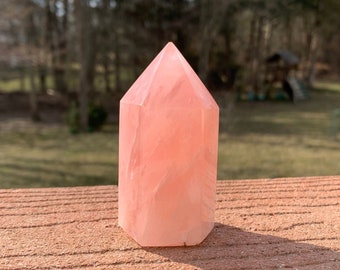 3" ROSE QUARTZ Crystal Point - Polished Natural Crystal - Stone Tower - Healing Crystal - Meditation Crystal - Display - From Brazil - 167g