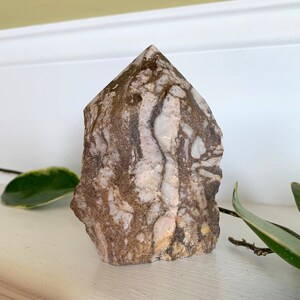 3.7&quot; ZEBRA JASPER Point - Rough Natural Crystal With Polished Top - Stone Tower - Healing Crystal - Meditation Crystal - 322g