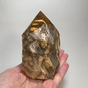 Rough Zebra Jasper Crystal with Polished Point Large Free-Standing Zebra Jasper Tower Brown Zebra Jasper Point