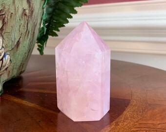 3.1" ROSE QUARTZ Crystal Point - Polished Natural Crystal - Stone Tower - Healing Crystal - Meditation Crystal - Display - From Brazil- 223g