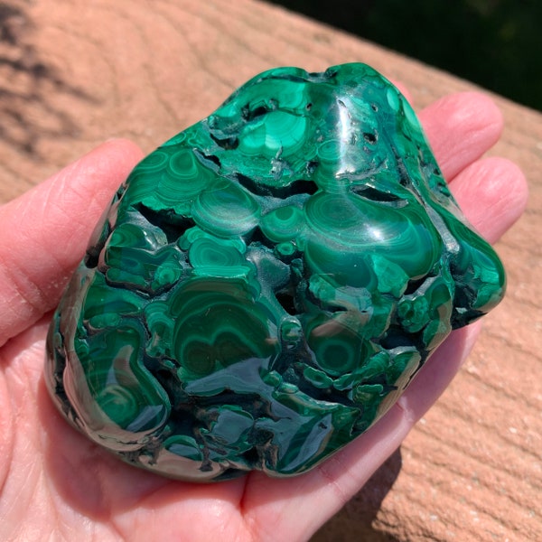 MALACHITE Crystal 3.1" - Polished Natural Stone - Freeform - Healing Crystal - Meditation Crystal- Collectible Stone- Display- From DR Congo